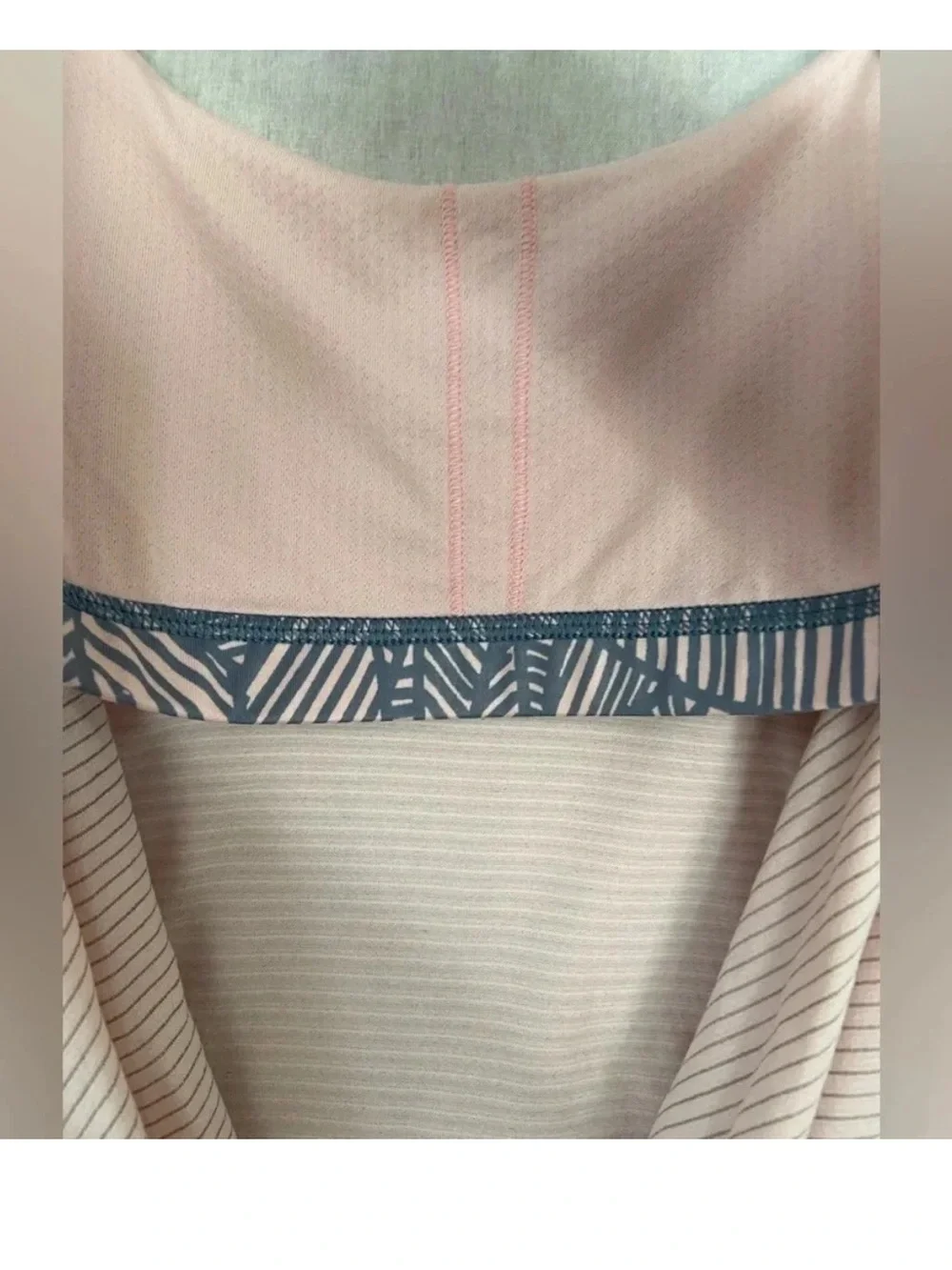 lululemon athletica Light Pink Tank Top with Grey Patterned Strappy Back